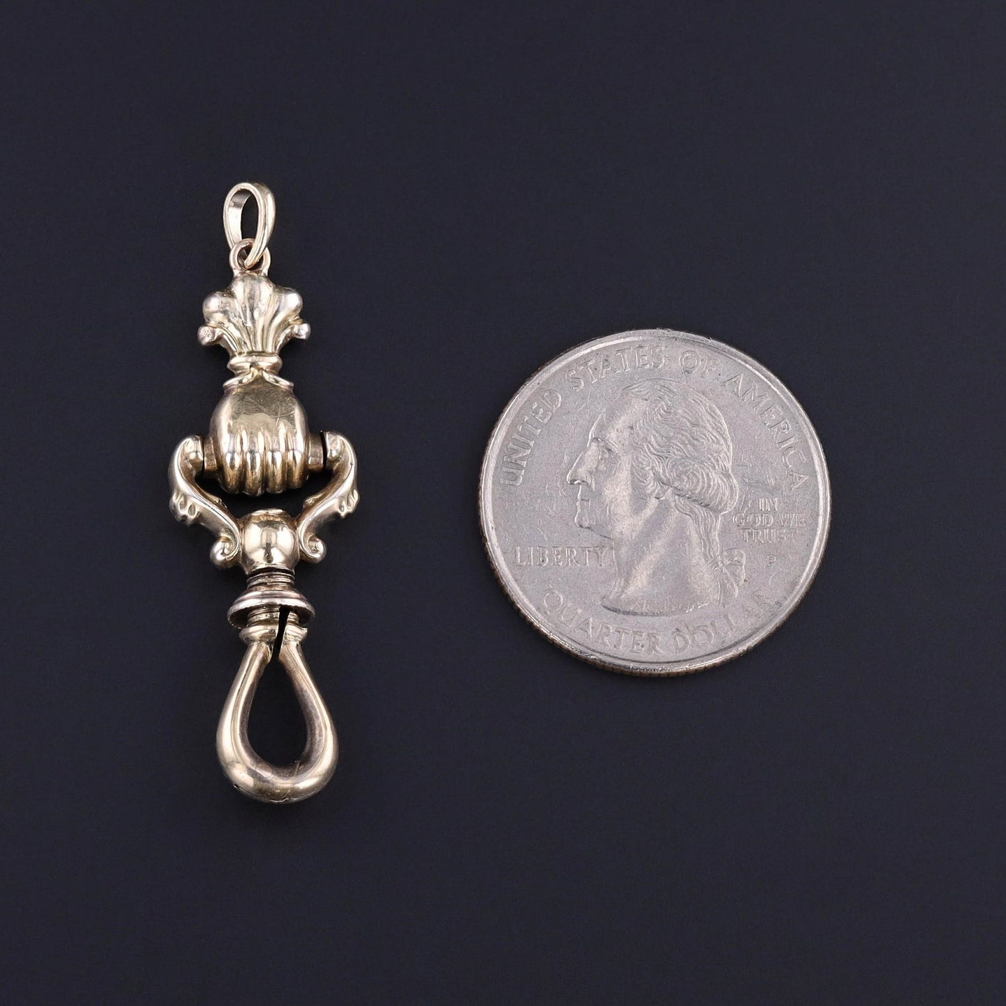 Antique Hand Charm Holder of 14k Gold