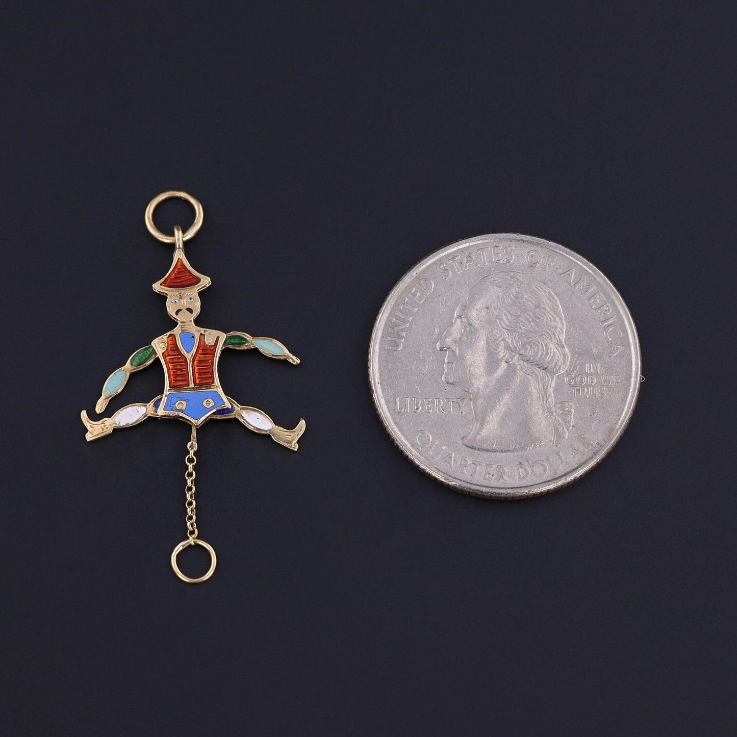 Antique French Enamel Charm of 18k Gold