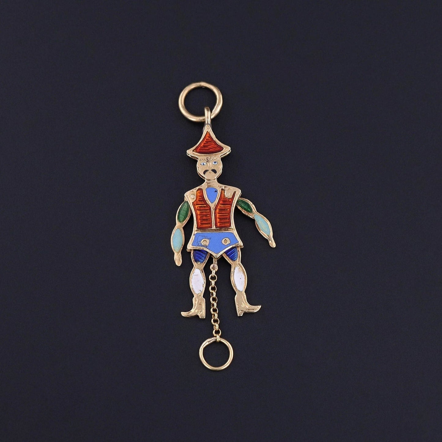 Antique French Enamel Charm of 18k Gold
