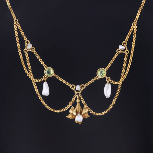 Antique Festoon Necklace of 10k Gold