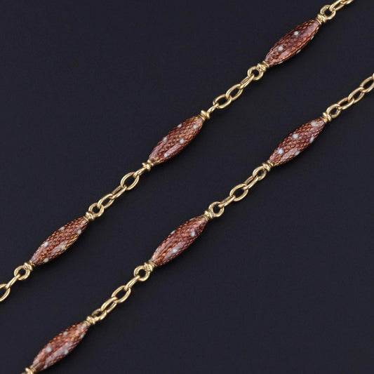 Antique Enamel Watch Chain of 18k Gold