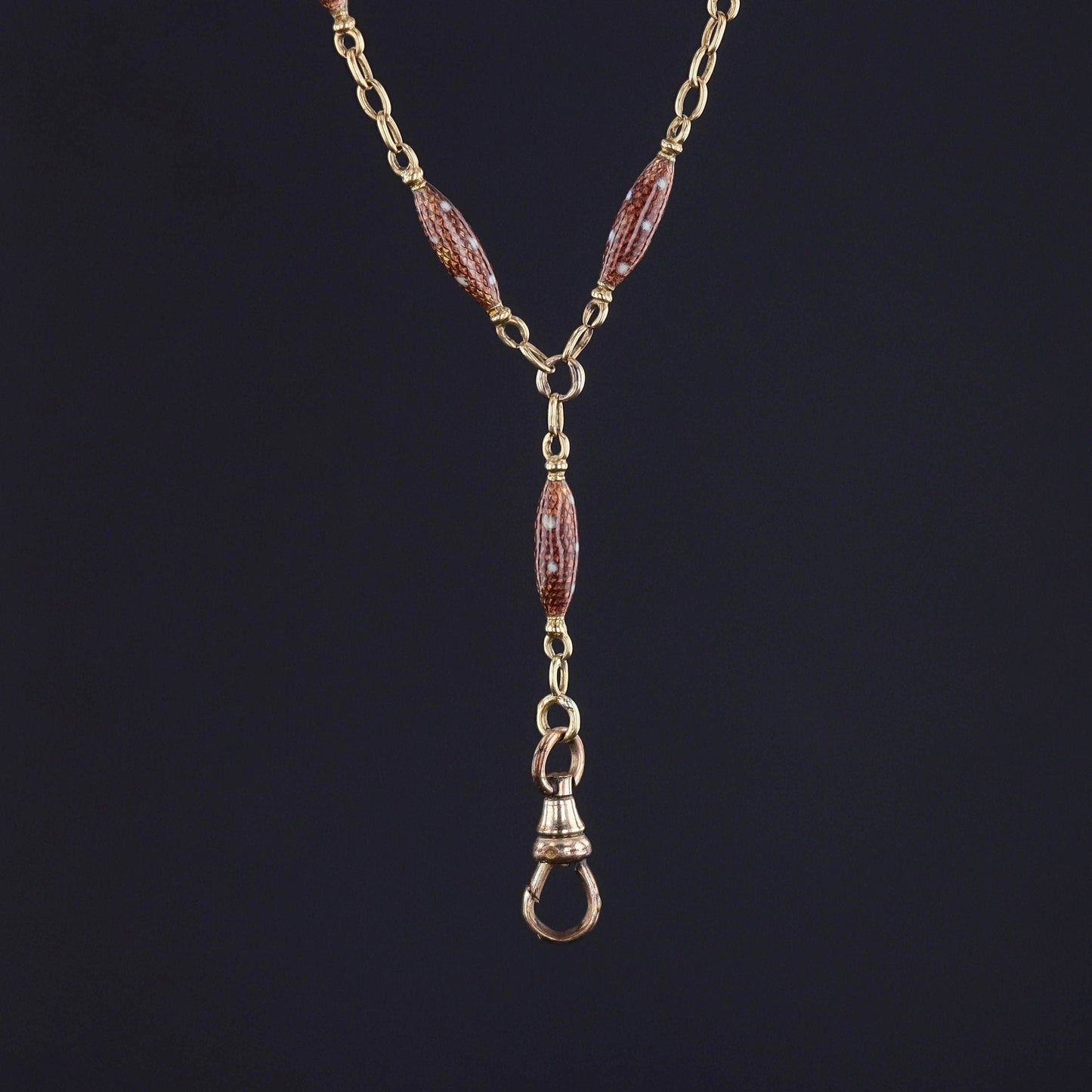 Antique Enamel Watch Chain of 18k Gold