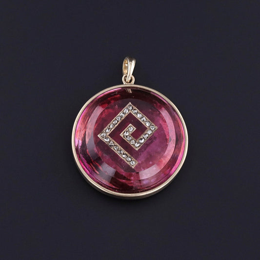 Antique Greek Key Pendant of 14k Gold