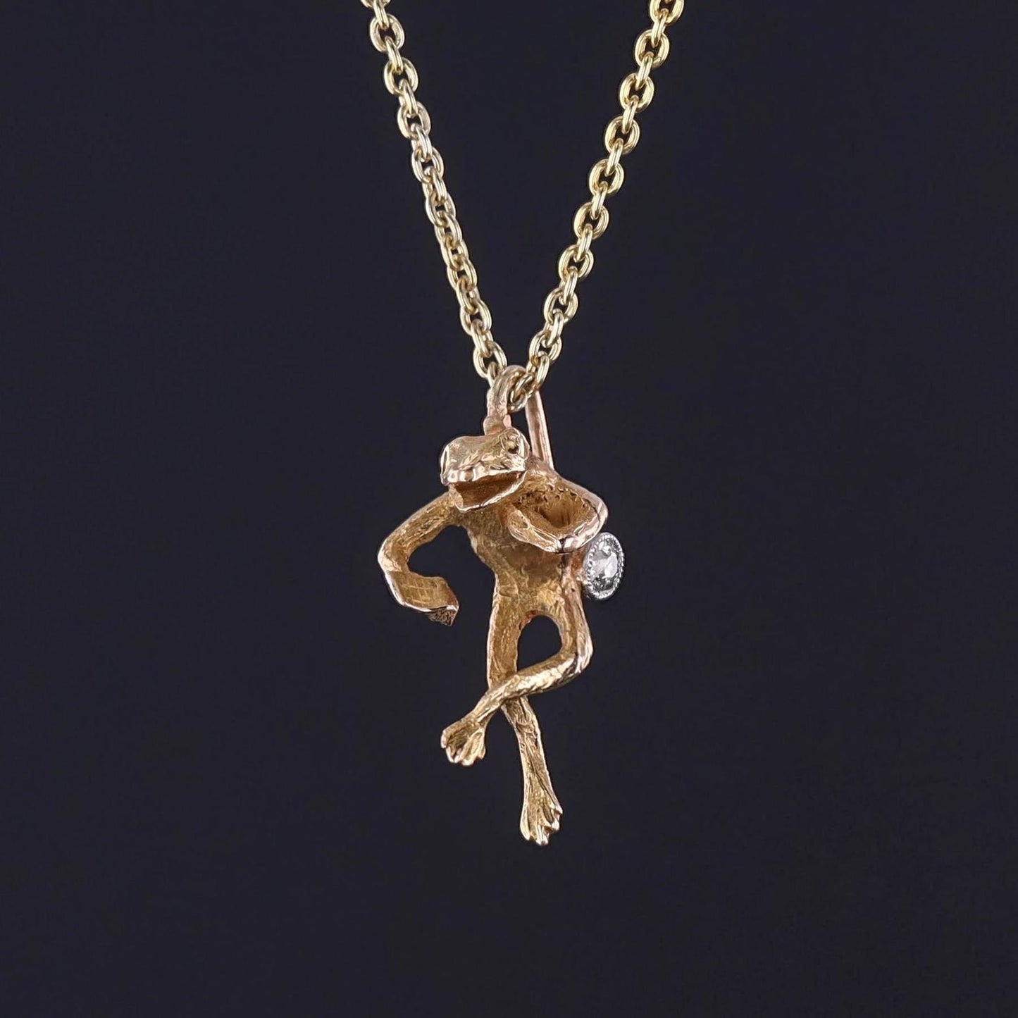 Antique Frog Necklace of 18k Gold