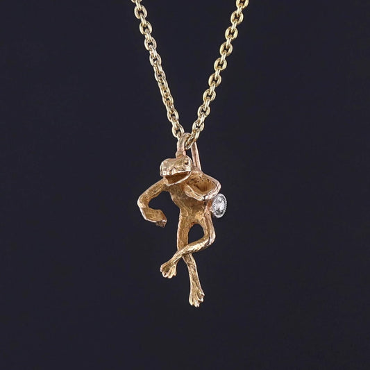 Antique Frog Necklace of 18k Gold